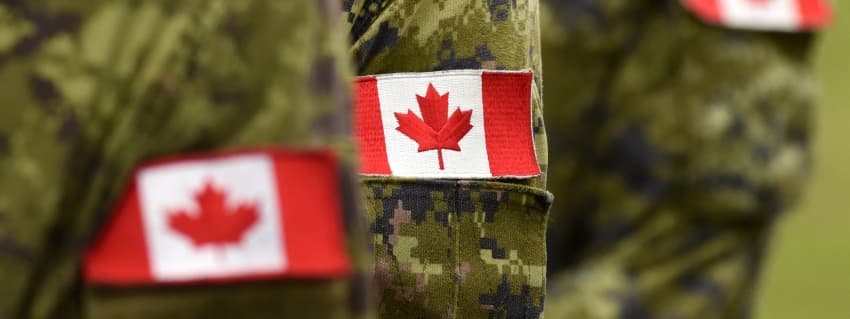 The Canadian flag worn by members of the armed forces.
