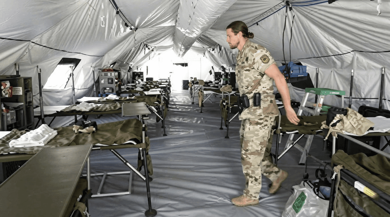 Medical tent interior