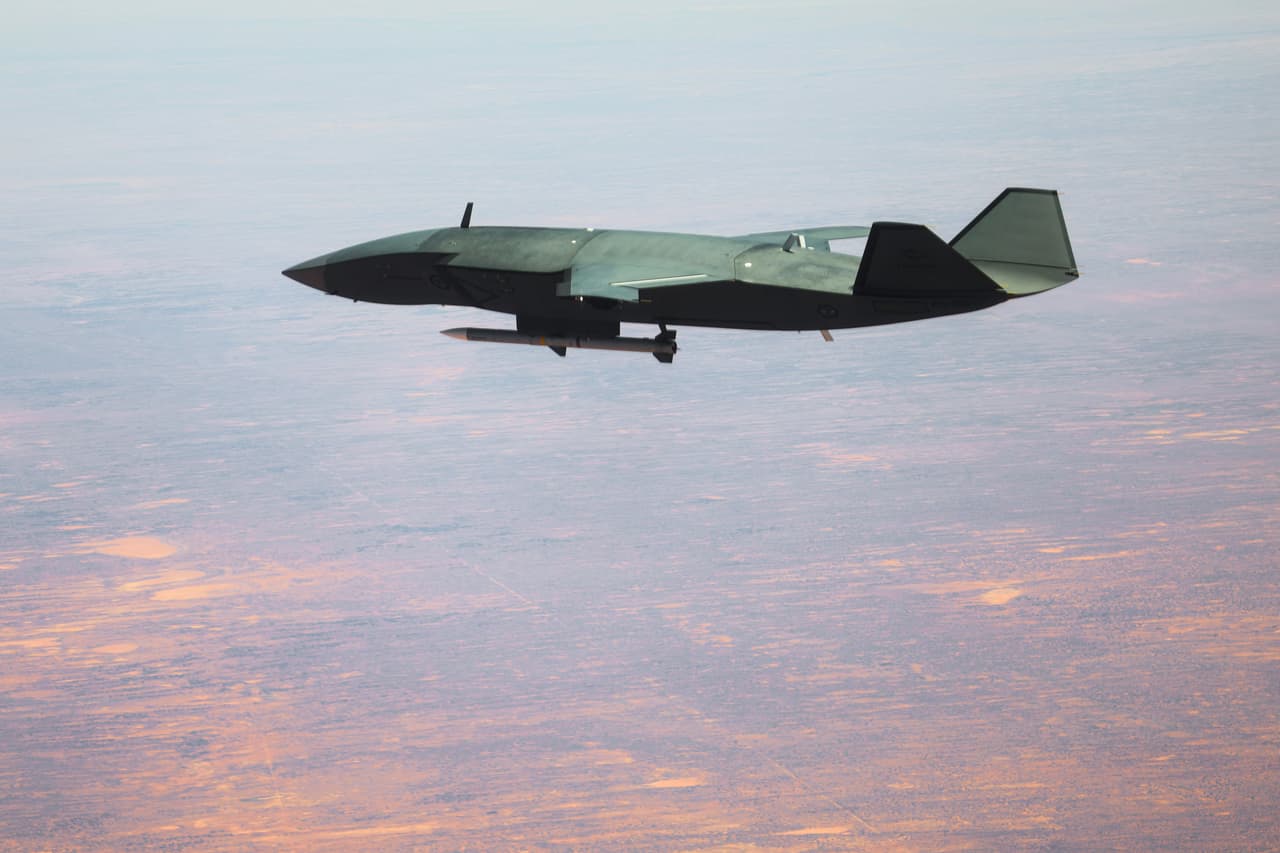 An MQ-28A Ghost Bat during ‘Trial Kareela’ at RAAF Base Woomera, South Australia, on 8 December 2025.
