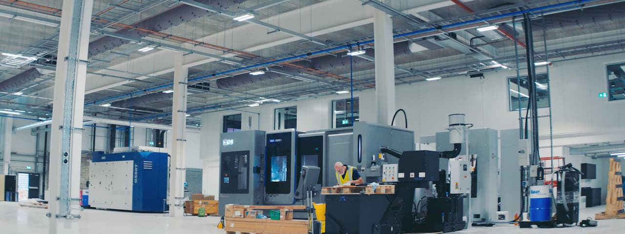 The interior of the new Isembard manufacturing facility in London, UK. 