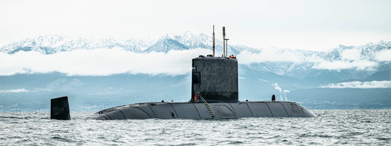 Royal Canadian Navy submarine HMCS Corner Brook is pictured at Constance Bank on Canada’s Pacific coast, in March 2025