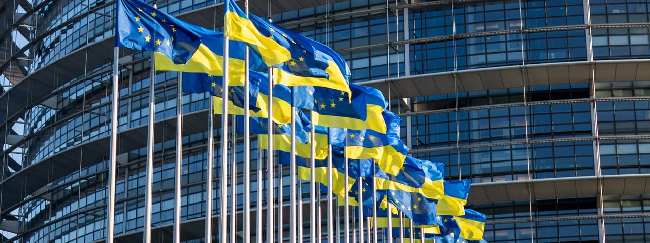 EU and Ukrainian flags
