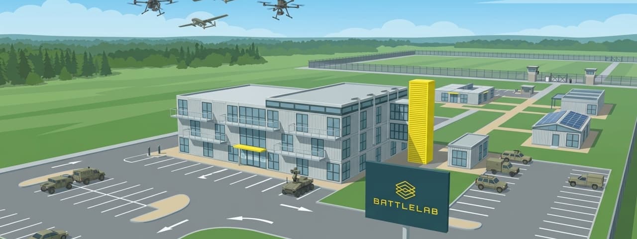A graphic representation of the UK’s Defence BattleLab in Dorset. (Created with Google Gemini AI)  
