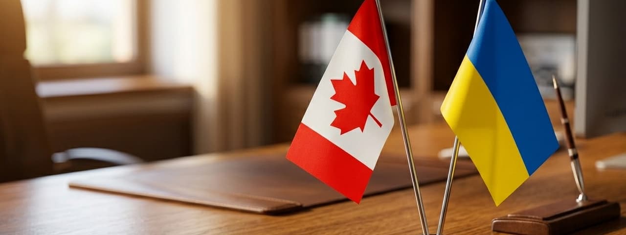 Canadian and Ukrainian flags 