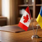 Canadian and Ukrainian flags 