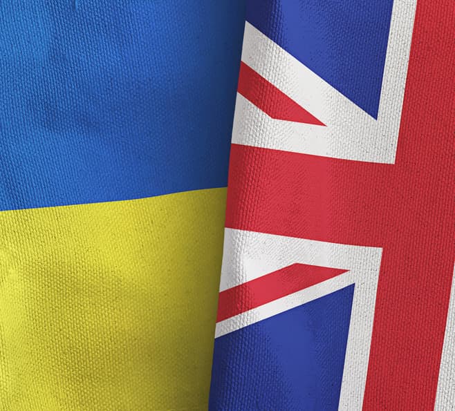 Ukraine and UK flags