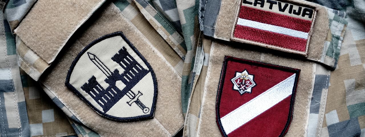 Latvian military badge on a soldier