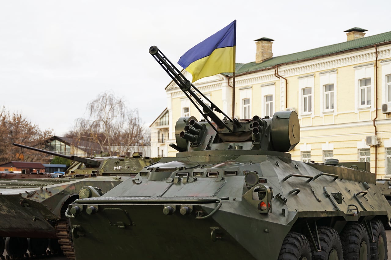 A Ukrainian BTR-3 4x4 armoured personnel carrier. 