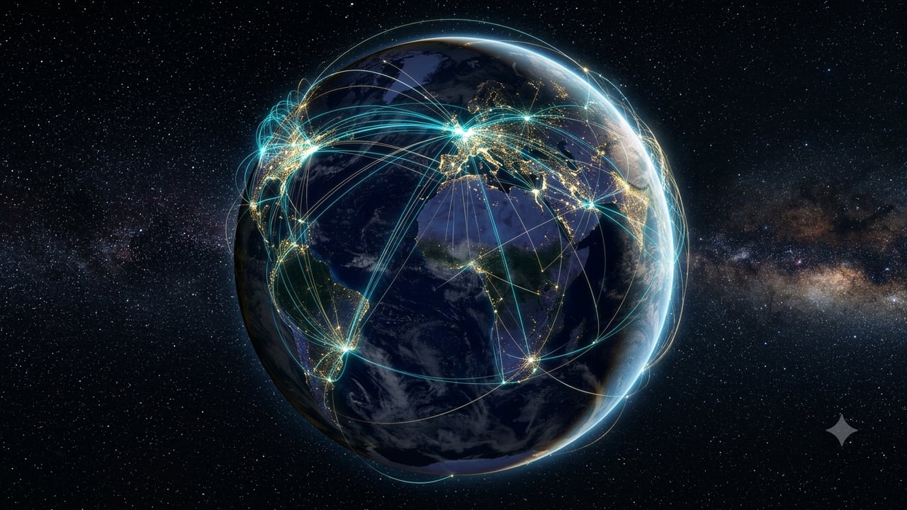Earth and satellites concept 