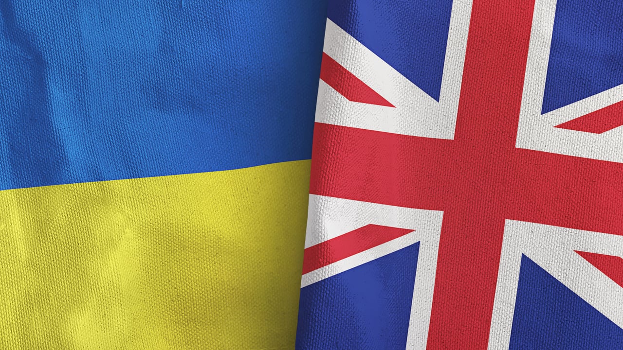 Ukraine and UK flags