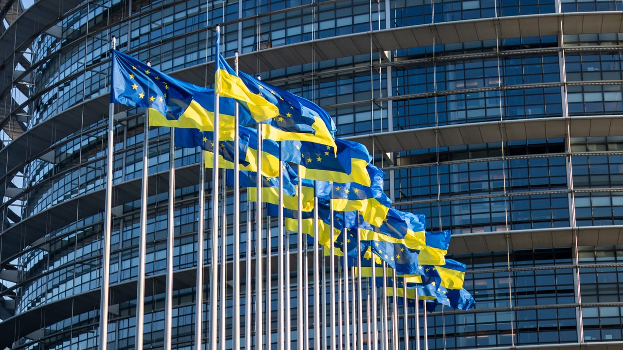 EU and Ukrainian flags