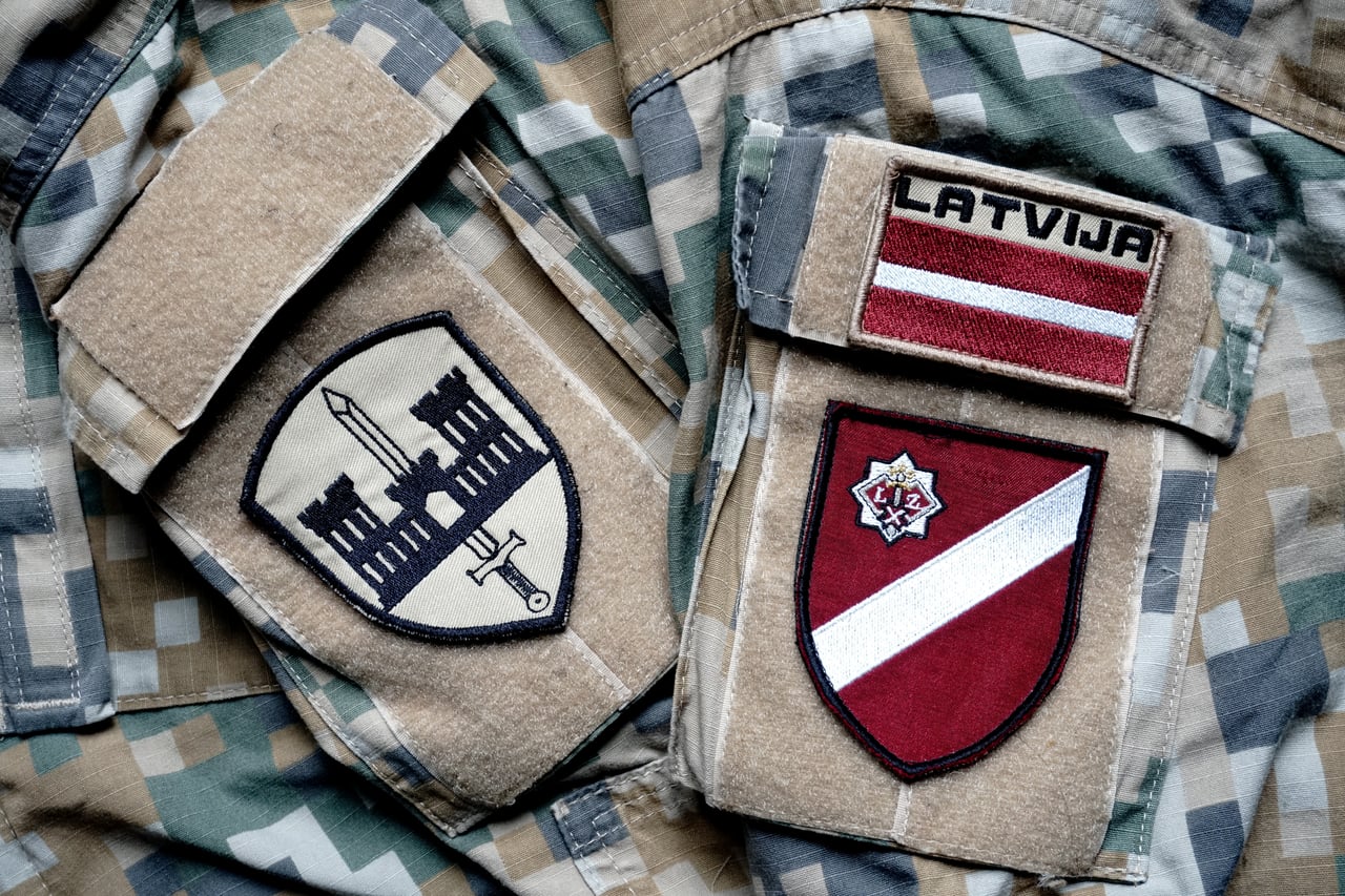 Latvian military badge on a soldier